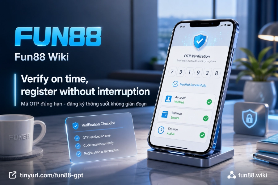 Verifikasi OTP pendaftaran Fun88 melalui SMS dan email saat kode tidak diterima